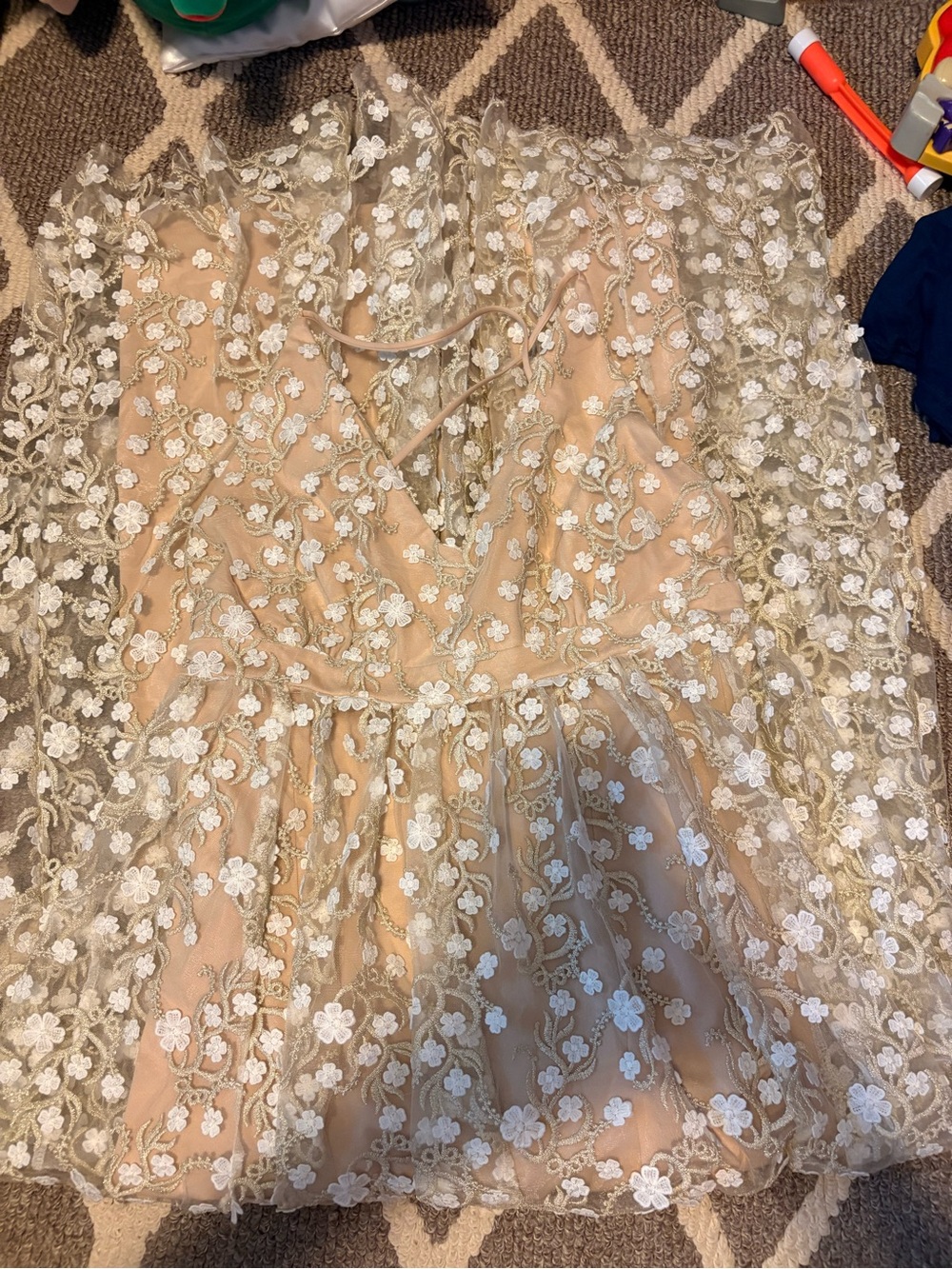 Women’s Prom Floral Lace Party Dress in Nude- Altard State